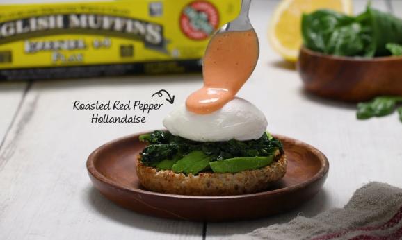 Embedded thumbnail for Roasted Red Pepper Veggie Eggs Benedict